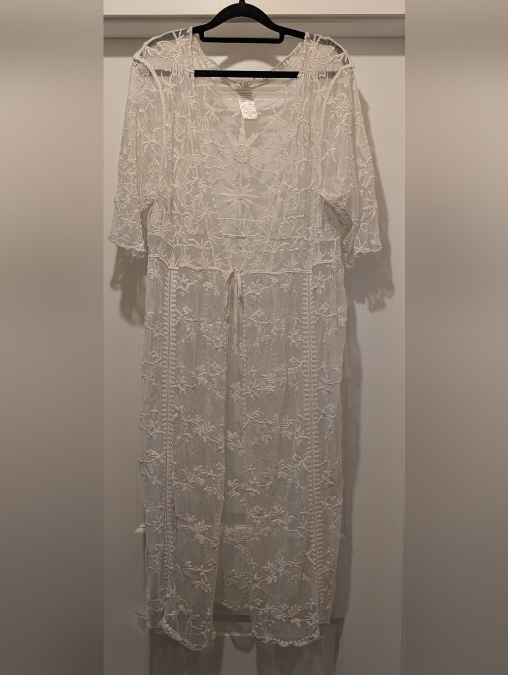 White Embroidered Sheer Swim Coverup